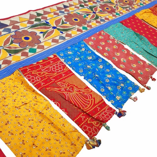Vintage Heavy Rabari Tribe Banjara Valance & Trims Window Toran Ethnic Kuchi *Special* shops Mirror Embroidery Work Boho house decor, wall Toran
