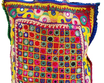 Hand-Embroidery Indian Bag | Vintage Style Kutch Mirror Work Tote | Bohemian Ethnic Shoulder Bag | Unique Colorful Hippie Purse For Women |