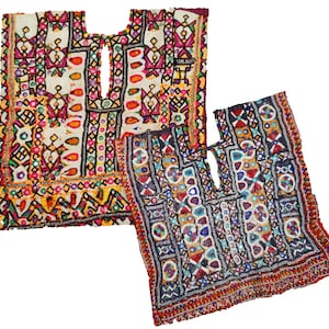 Parche de banjara afgano de 2 piezas, parche de tribu india con canesú, bordado a mano, con espejo, para vestido Kutchi Banjara, bohemio, hippie, con canesú.