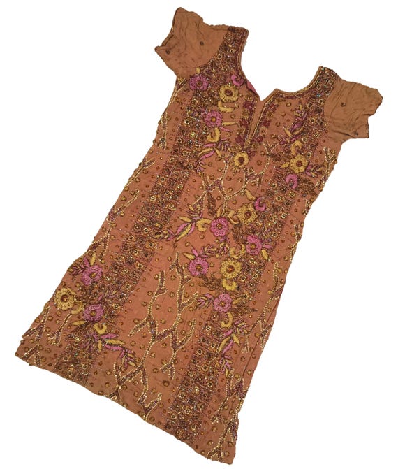 brown dress with beads Zuella Beaded Maxi Dress main image 0