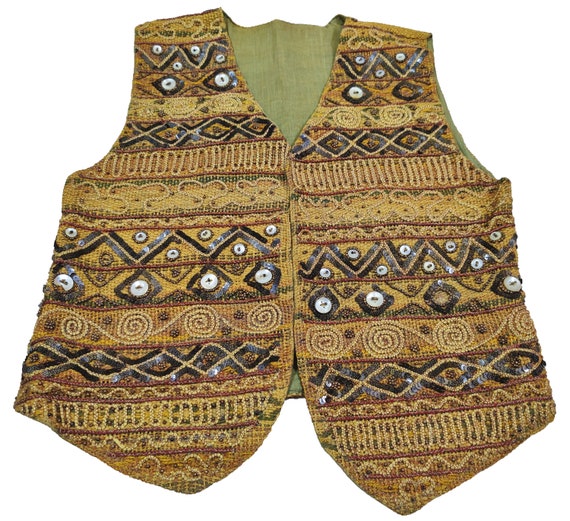 Antique Banjara Jacket Sequin Beads Handmade Embr… - image 9