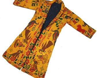 Abrigo Banjara estilo kimono antiguo - Chaqueta Rabari bohemia tribal con bordado Kutch hecha a mano