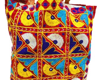 Colorful Indian Banjara Tote Bag | Handmade Embroidery Shopper | Boho Ethnic Patchwork Purse | Unique Bohemian Handbag | Women's Hand Bag |