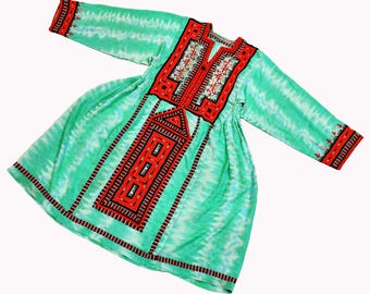 Large Vintage Banjara Dress, Hand Embroidered Afghan Tribal Tunic