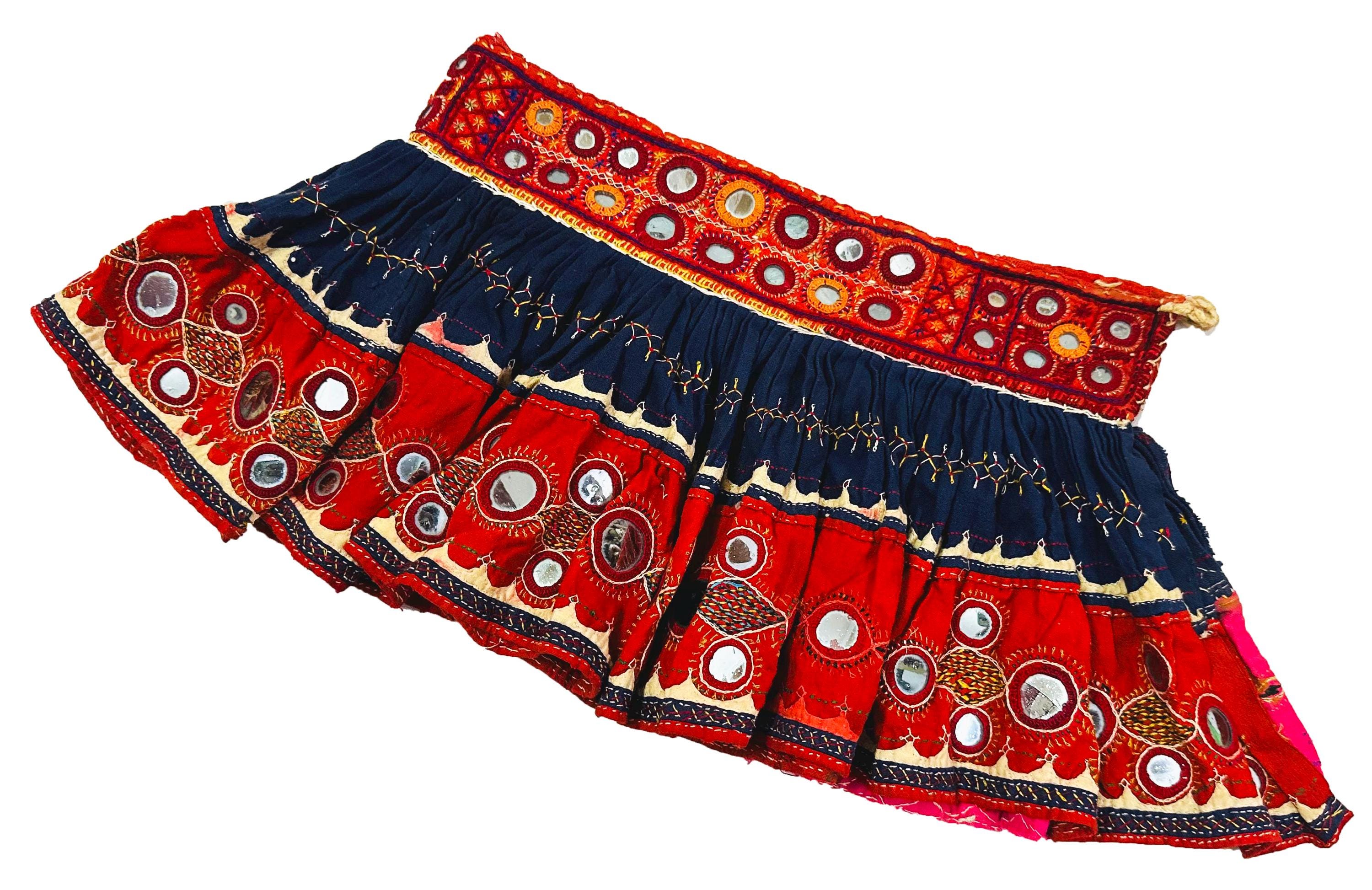 Antique Banjara Mini Skirt: Embroidered Indian Tribal Belly Dance