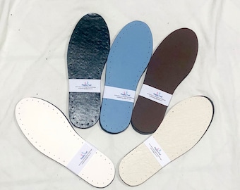 Slipper Soles: EU 45-46 (11.5") EVA Rubber Faux Leather Insole with Holes