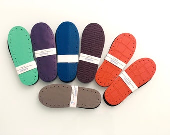 Kids Crochet Slipper Soles: EU 23-24 (6") Faux Leather & EVA Rubber