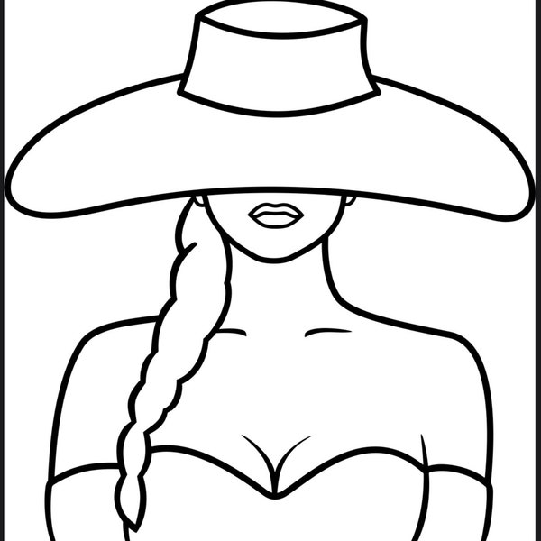 Predrawn girl in hat