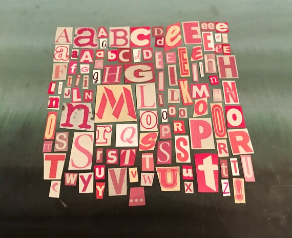 Pink Ransom Note Letters Pink and White Ransom Letters Alphabet Craft Supplies | Etsy UK