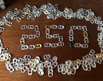 250 x Soda tabs, Can tabs, can ring pulls for Crochet and arts and crafts. Silver Gold Coloured can ring pulls craft supplies