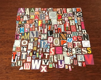 200 Mixed Coloured Ransom Letters paper letter Craft supplies decoupage ephemera Scrapbooking materials supplies Journals Upcycle newspapers