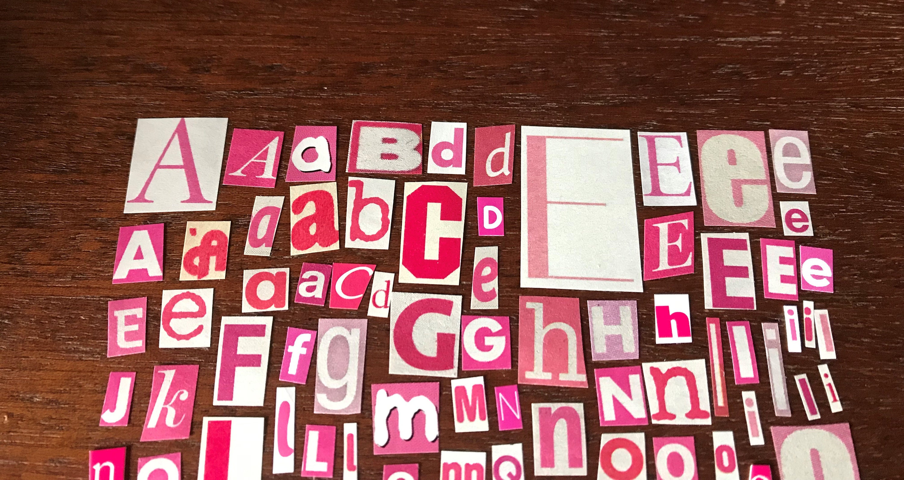 Pink and White Ransom Letters Alphabet Craft supplies | Etsy