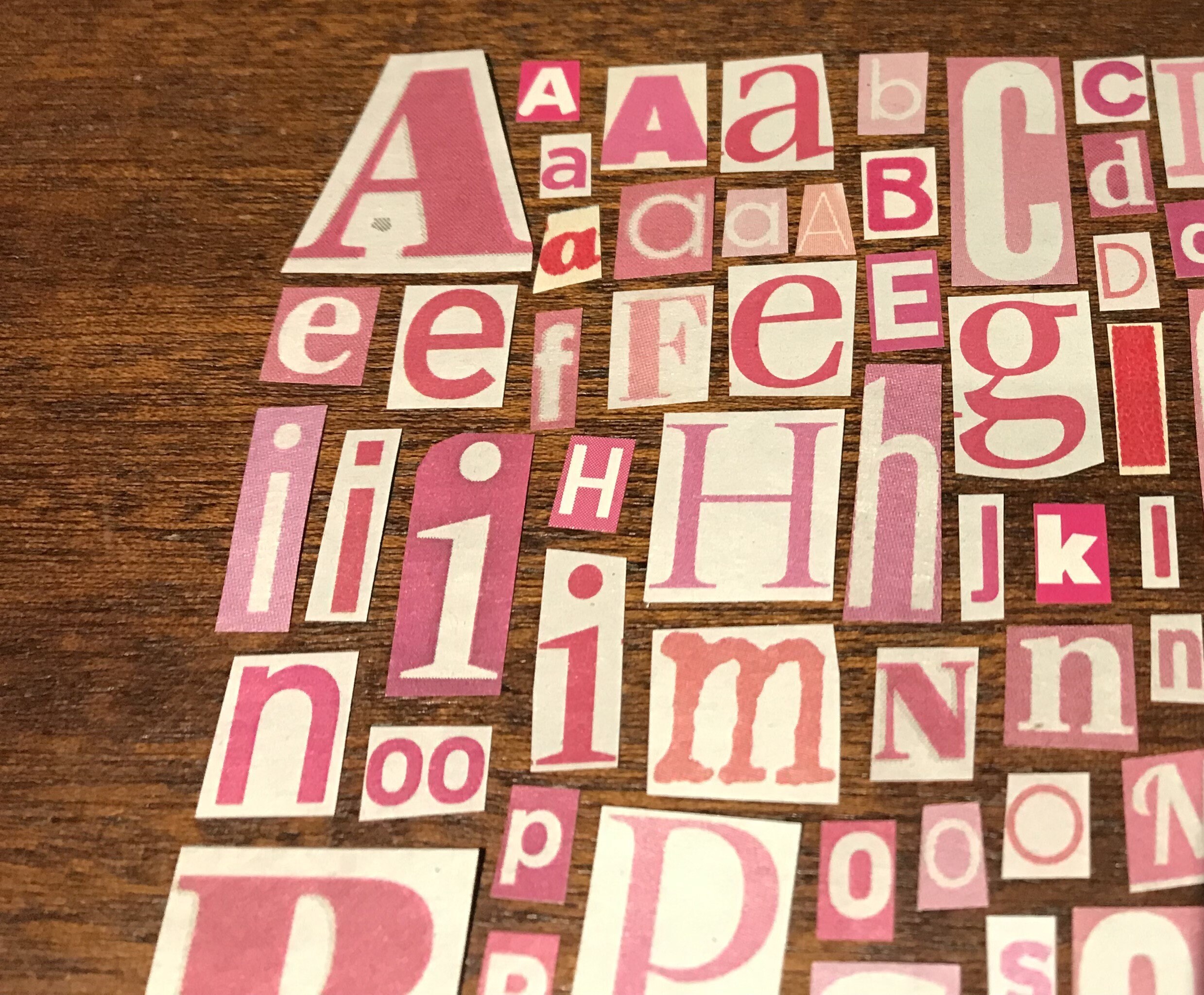 Pink Ransom Letters Pink and White Ransom Letters Alphabet Craft Supplies - Etsy UK
