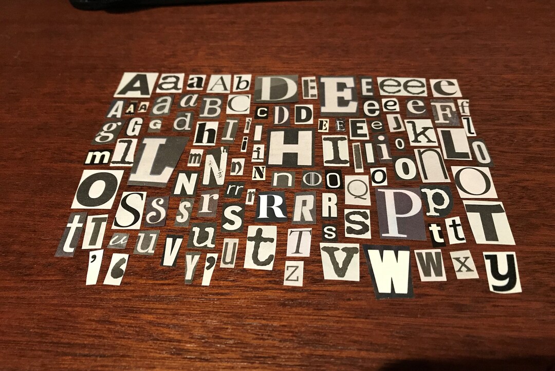 Black and White Ransom Letters, Alphabet, Craft Supplies Decoupage ...