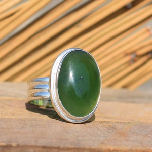 Handmade Nephrite Jade Ring, Natural Gemstone, Oval Gemstone Ring, Green Gemstone Ring, Made For Her, Gift, Mothers Jewelry, Gift For Mom