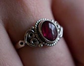 Garnet Sterling Silver Ring, Red Garnet Ring, Oval Gemstone Jewelry, Handmade Ring, Gift For Wife, Garnet Jewelry, Can Be Personalized
