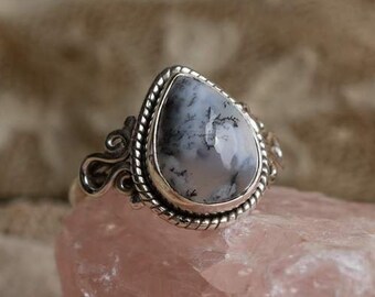 Beautiful Dendritic Opal Ring, Handmade Ring, Sterling Silver Ring, Silver Dendritic Opal Ring, Gemstone Ring, Handmade Ring, Women's Ring