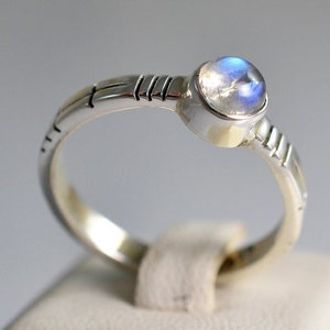 Natural Rainbow Moonstone, Round Gemstone, 925 Sterling Silver, Minimalist Jewelry, Gift For Her, Can Be Personalized, White Gemstone