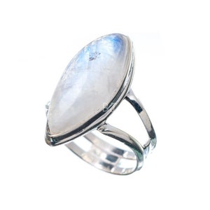 Natural Moonstone Ring, 925 Sterling Silver Ring, Marquise Gemstone Ring, Double Band Ring, Bezel Set Ring, Statement Ring, Christmas Gift