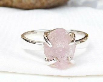 adjustable rings floral woman ring gemstone rings for women Flower rose quartz ring nature sterling silver ring
