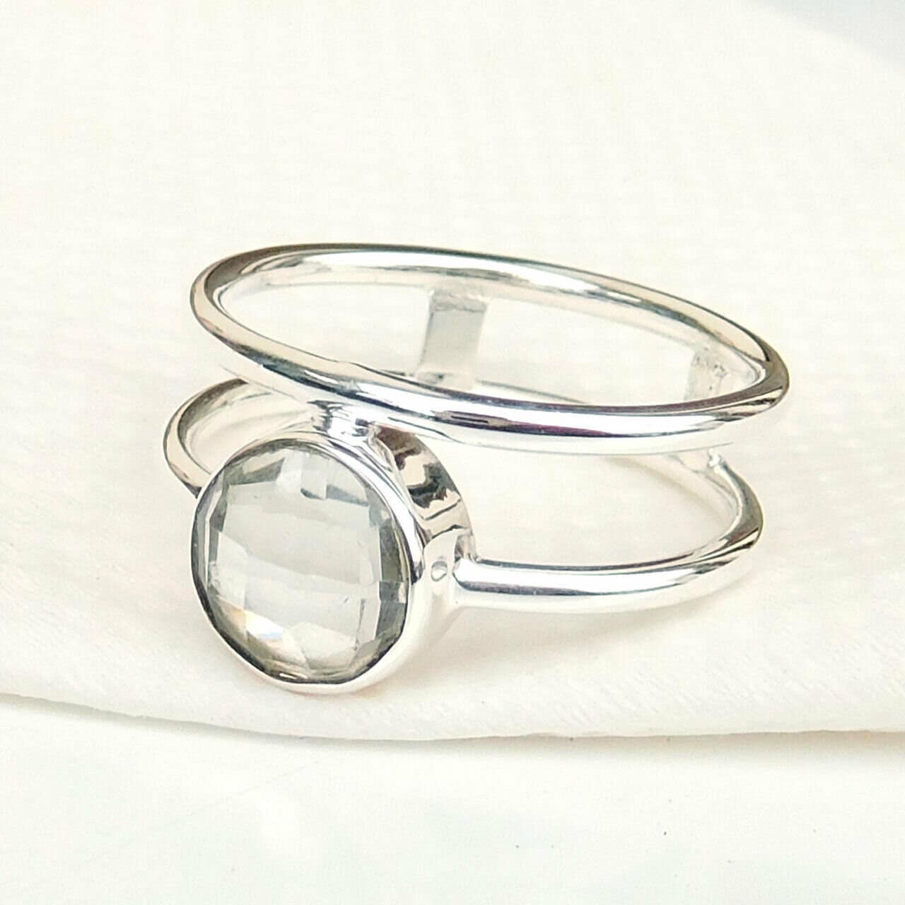 White Quartz Ring 925 Sterling Silver Ring White Gemstone Etsy