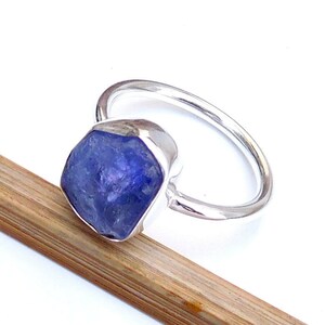 Natural Rough Tanzanite Gemstone Ring  Ring, 925 Sterling Silver Ring, Single Band Ring, Blue Tanzanite Ring, Statement Ring, Sale