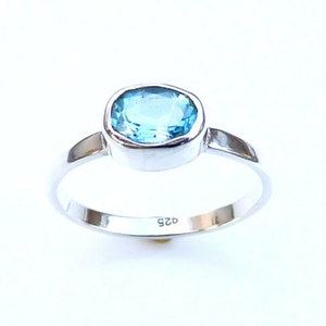 Topas Silberring, Ovaler Silberring, Natursteinring, Einfassungsfassung, Ovaler Stein, Einfacher Ring, Günstiger Ring, Mutterring, zierlicher Ring, Einfach