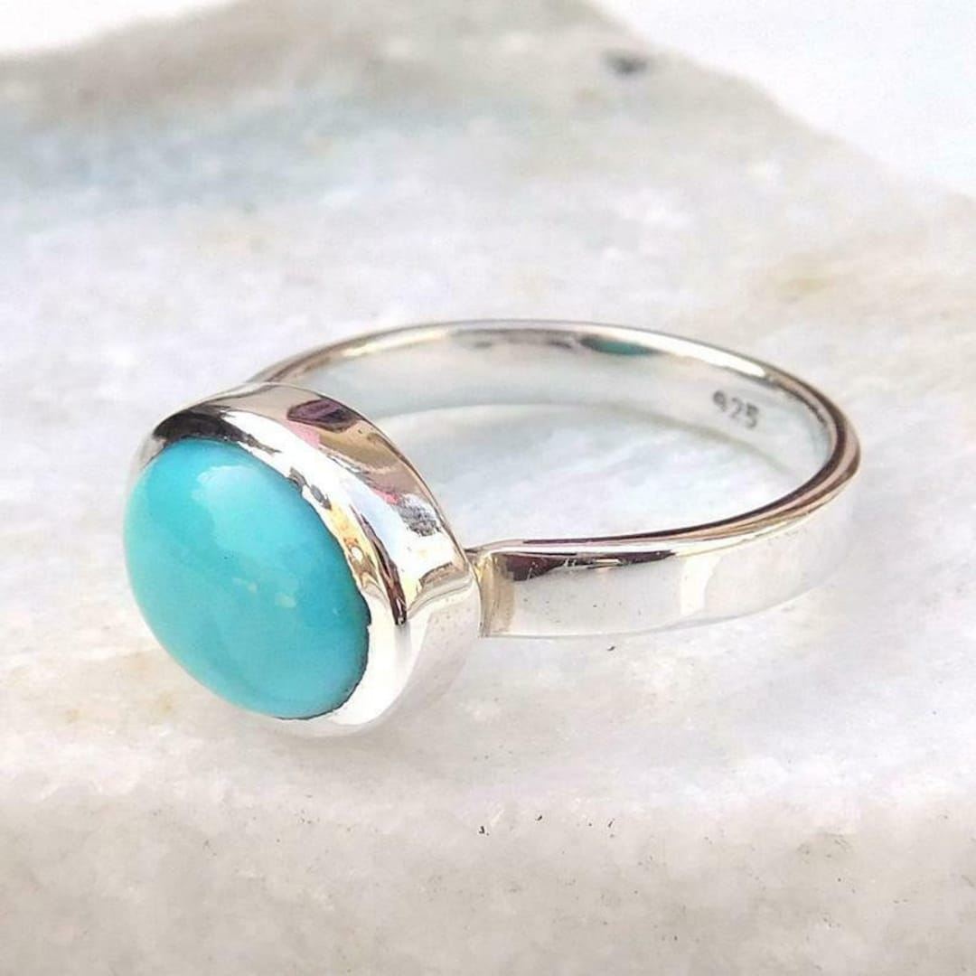 Sleeping Beauty Turquoise Ring: Oval Gemstone, 925 Sterling Silver - Etsy