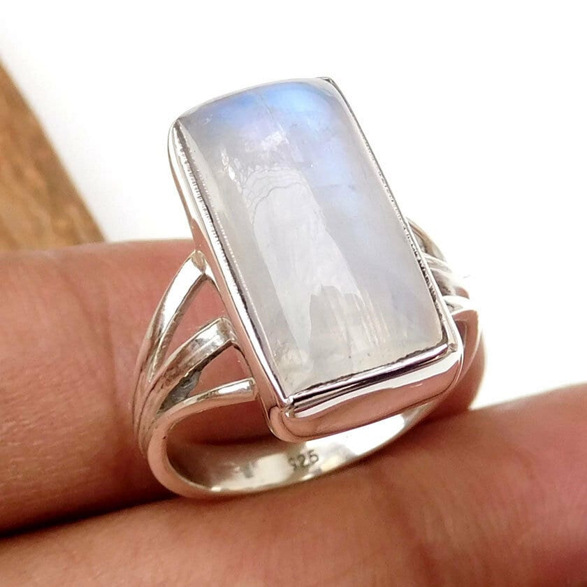 Rectangle moonstone ring clearance