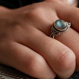 Blue Labradorite Ring, Oval Gemstone Jewelry, Natural Gemstone Ring, Handmade Ring, 925 Sterling Silver, Silver Ring image 8