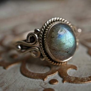 Blue Labradorite Ring, Oval Gemstone Jewelry, Natural Gemstone Ring, Handmade Ring, 925 Sterling Silver, Silver Ring image 9