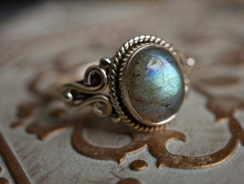 Blue Labradorite Ring, Oval Gemstone Jewelry, Natural Gemstone Ring, Handmade Ring, 925 Sterling Silver, Silver Ring image 9