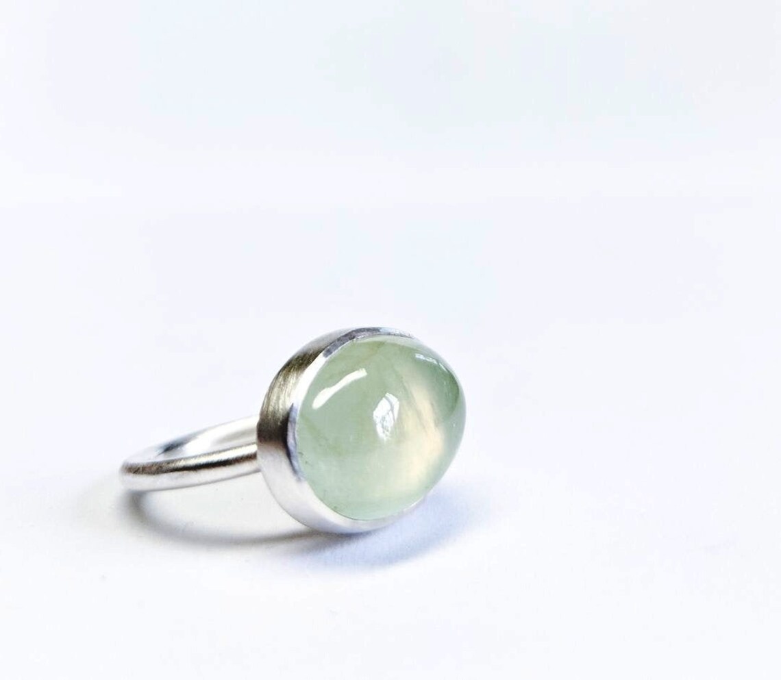 Light Green Prehnite Ring Gemstone Ring Handmade Ring Oval Etsy