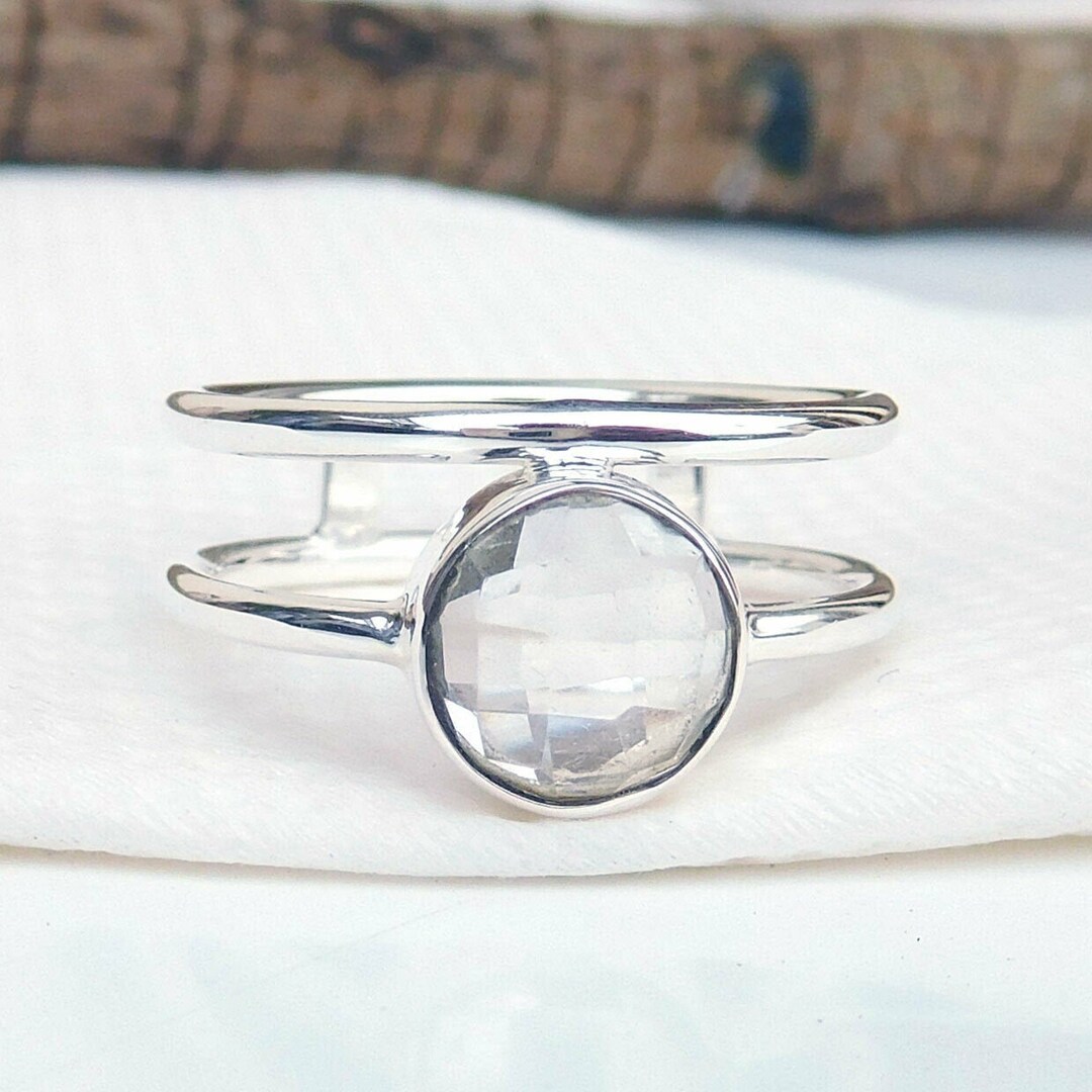 White Quartz Ring 925 Sterling Silver Ring White Gemstone Etsy