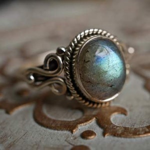 Blue Labradorite Ring, Oval Gemstone Jewelry, Natural Gemstone Ring, Handmade Ring, 925 Sterling Silver, Silver Ring image 3