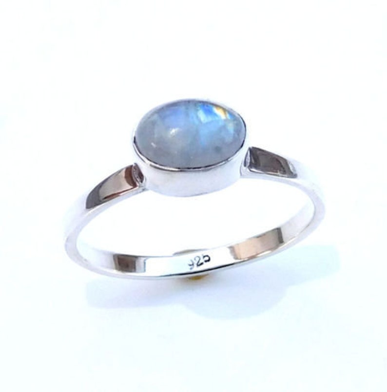 Dainty Ring Oval Silver Ring Simple Ring Bezel Setting Natural Stone Ring Promise Ring Labradorite Silver Ring Oval Stone Cheap Ring