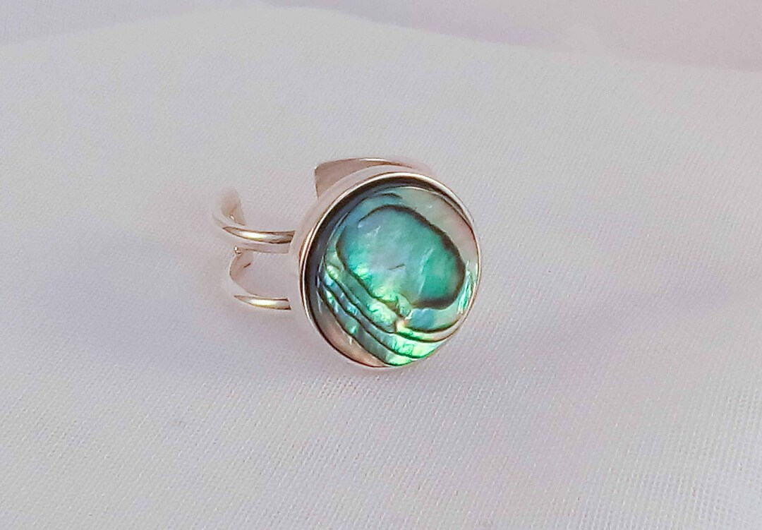 Adjustable Abalone Shell Ring Abalone Sterling Silver Ring - Etsy