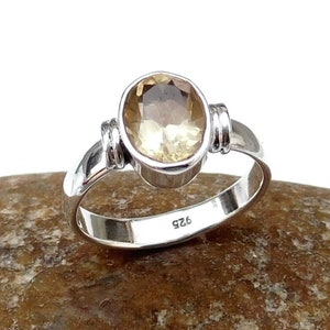 Natural Citrine Ring, 925 Sterling Silver Ring, Oval Citrine Gemstone Ring, Yellow Gemstone Ring, Silver Band Ring, Statement Ring, Sale