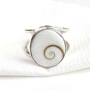 Shiva Eye Ring, Natural Gemstone Sterling Silver Ring, Birthstone Ring, Power Stone, Silver Stone Ring, Boho, Handmade Ring, Double Band