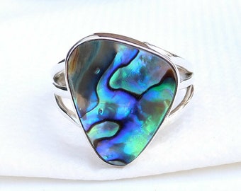 Natural Abalone Shell Ring, Handmade Ring, 925 Silver Ring, Artisan Ring, 925 Sterling Silver, Boho Ring, Abalone Shell Jewelry, Sale Ring