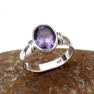 Purple Amethyst Ring, 925 Sterling Silver Ring, Oval Amethyst Gemstone Ring, Natural Gemstone, Statement Ring, Sale