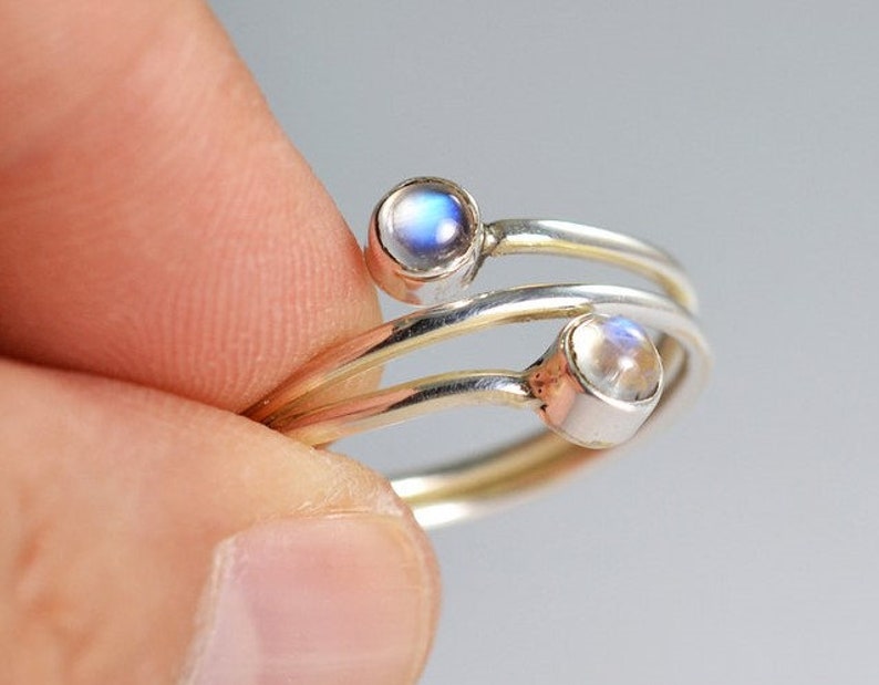 Multi Rainbow Moonstone Ring Round Moonstone 925 Sterling Etsy
