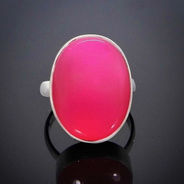 Pink Chalcedony Ring, 925 Sterling Silver, Oval Shape Ring, Split Band Ring, Beautiful Gemstone Ring, Handmade Jewelry, 925 Silver, Gift