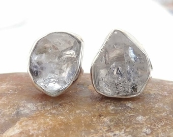 Herkimer Diamond Studs: 925 Sterling Silver Gemstone Earrings