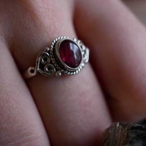 Garnet Sterling Silver Ring, Red Garnet Ring, Oval Gemstone Jewelry, Handmade Ring, Gift For Wife, Garnet Jewelry, Can Be Personalized