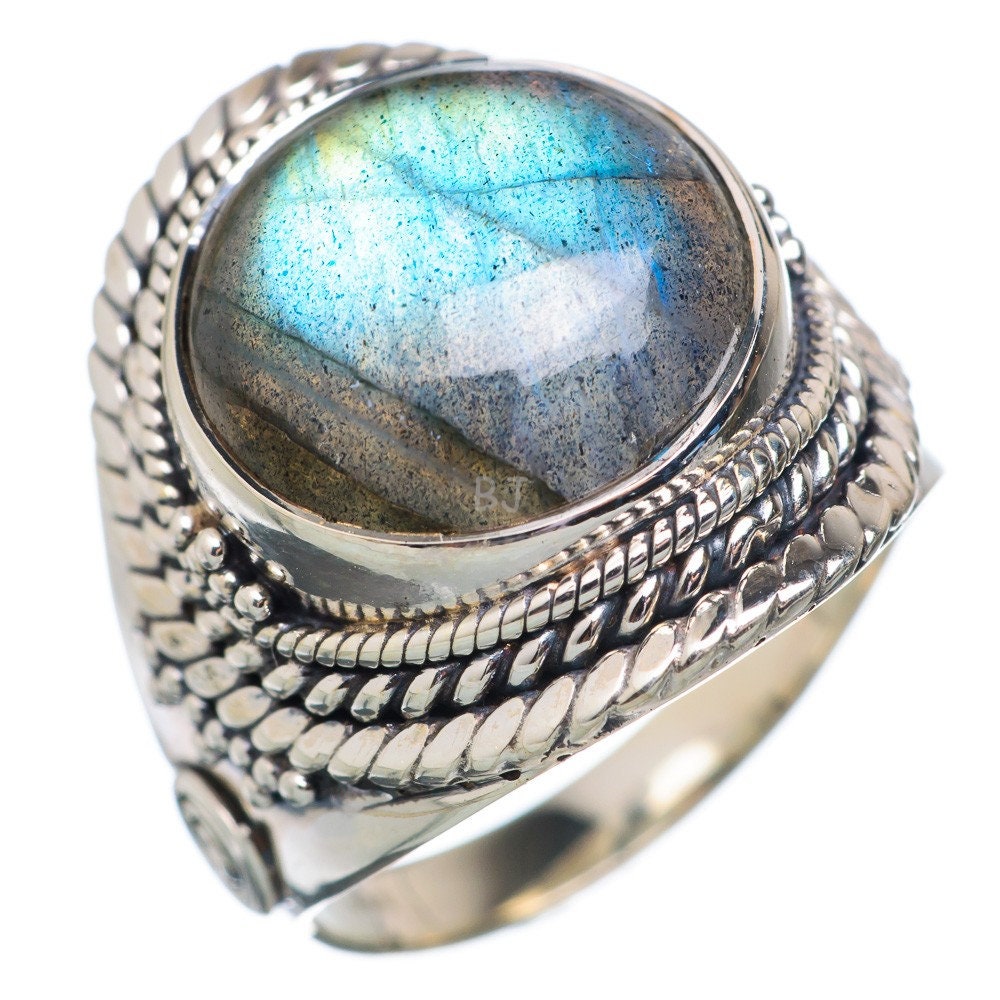 Blue Labradorite Stone Ring 925 Sterling Silver Round | Etsy