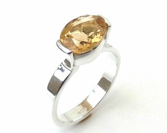 Citrine Sterling Silver Ring: Artisan Boho Band