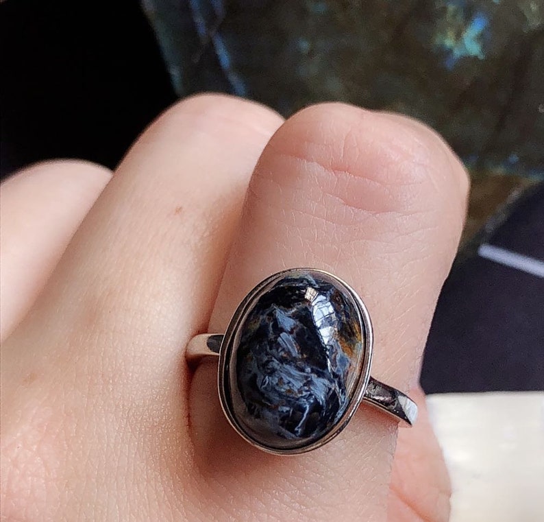 Oval Pietersite Ring Natural Gemstone Oval Gemstone Ring Etsy