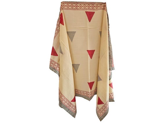 Handmade Handblock Printed Cotton Sarong Pareo Bikini Beach Cover-up For Women :- Size - 44 X 72 inch