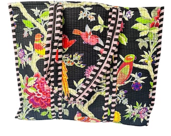 Sanganer Handblock Print Cotton Quilted Tote Bag | Handmade Design